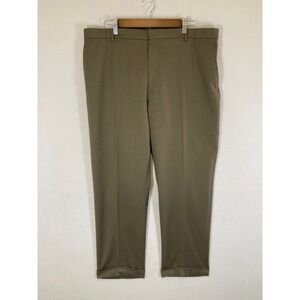 Classic‎ Olive Awearness Kenneth Cole Mens 38 Wool Blend Cuffed Flat Front Pants